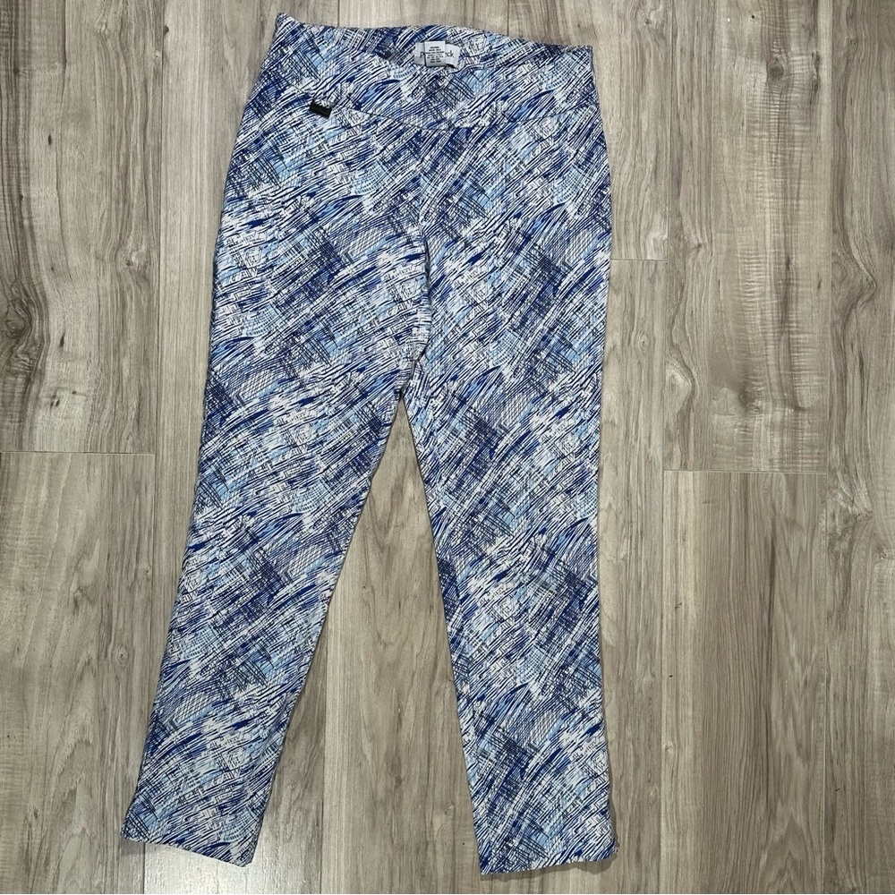 PECK & PECK Blue & White Abstract Print Pull On Pants 6